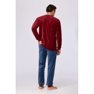 Herenpyjama in velours 471 bordeaux