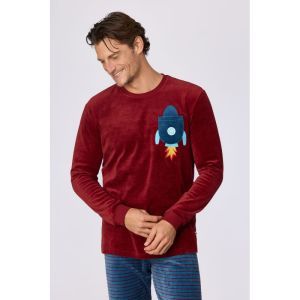 Herenpyjama in velours 471 bordeaux