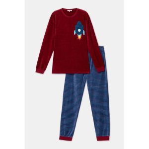 Herenpyjama in velours 471 bordeaux