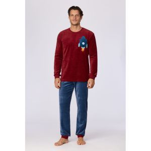Herenpyjama in velours 471 bordeaux