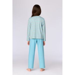 Meisjespyjama lange mouwen 904 blauwe stre