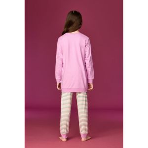 Meisjespyjama lange mouwen 436 roze
