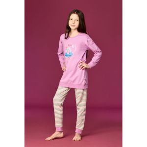 Meisjespyjama lange mouwen 436 roze