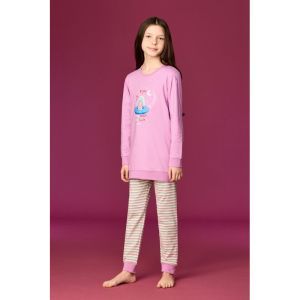Meisjespyjama lange mouwen 436 roze