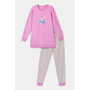 Damespyjama lange mouwen 436 roze