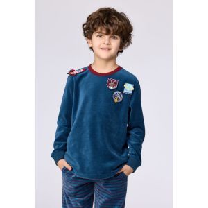 Jongenspyjama in velours 881 donkerblauw