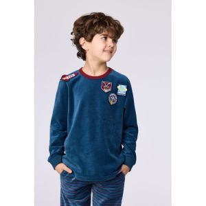 Jongenspyjama in velours 881 donkerblauw