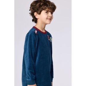 Jongenspyjama in velours 881 donkerblauw