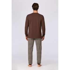 Herenpyjama lange mouwen 265 bruin