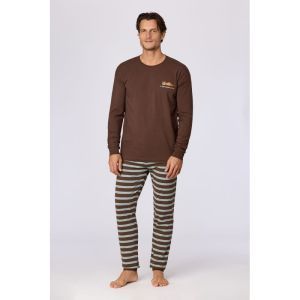 Herenpyjama lange mouwen 265 bruin