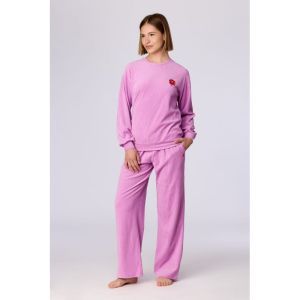 Damespyjama in velours 436 roze
