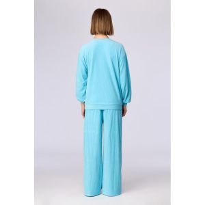 Damespyjama in ribvelours 824 blauw