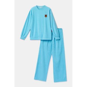 Damespyjama in ribvelours 824 blauw