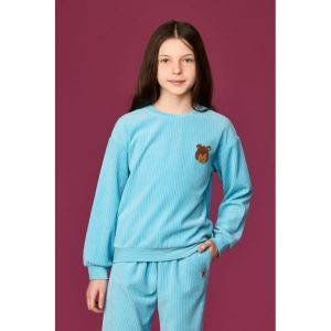 Meisjespyjama in ribvelours 824 blauw