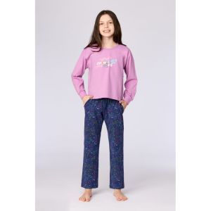 Meisjespyjama lange mouwen 436 roze