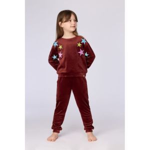 Meisjespyjama in velours 471 bordeaux