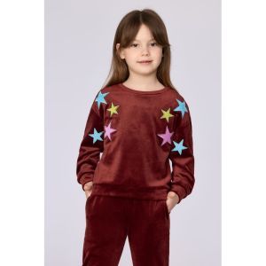 Meisjespyjama in velours 471 bordeaux