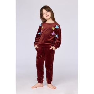 Meisjespyjama in velours 471 bordeaux