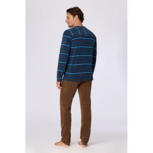 Herenpyjama lange mouwen 984 donkerblauw