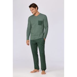 Herenpyjama lange mouwen 981 groene stre