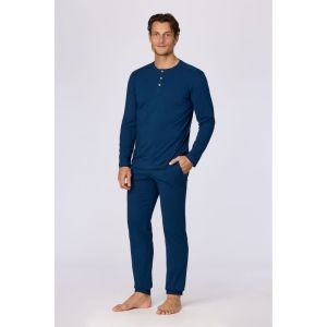 Herenpyjama lange mouwen 881 donkerblauw