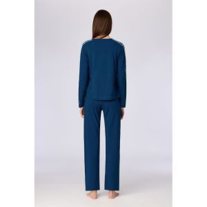 Damespyjama lange mouwen 881 donkerblauw