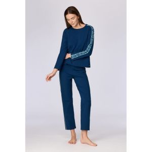 Damespyjama lange mouwen 881 donkerblauw