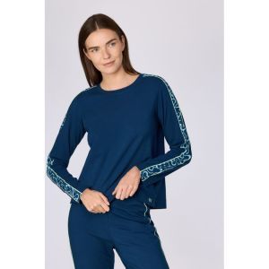 Damespyjama lange mouwen 881 donkerblauw