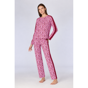 Damespyjama lange mouwen 977 roze rode l