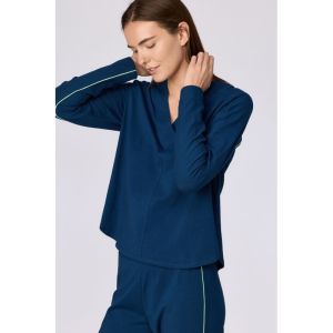 Damespyjama lange mouwen 881 donkerblauw