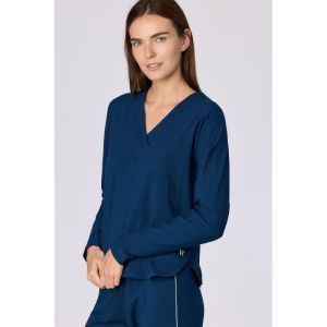 Damespyjama lange mouwen 881 donkerblauw