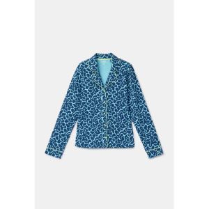 Damespyjama lange mouwen 978 blauwe golv