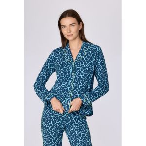 Damespyjama lange mouwen 978 blauwe golv