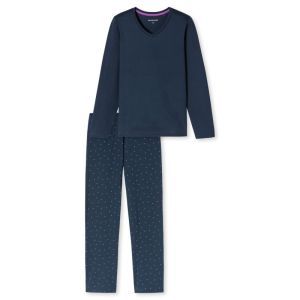 Damespyjama lange mouwen 860 deep blue