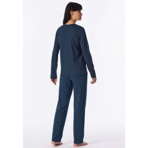Damespyjama lange mouwen 860 deep blue