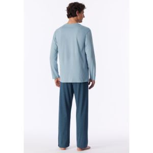 Herenpyjama lange mouwen 845 ijsblauw