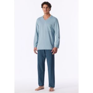Herenpyjama lange mouwen 845 ijsblauw