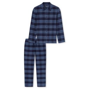 Herenpyjama doorknoop flanel 843 faded denim
