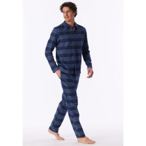 Herenpyjama doorknoop flanel 843 faded denim