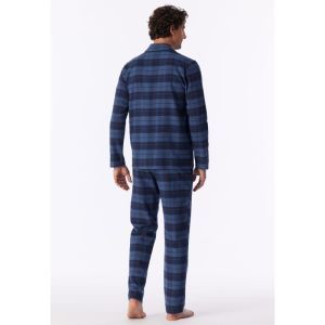 Herenpyjama doorknoop flanel 843 faded denim
