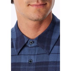 Herenpyjama doorknoop flanel 843 faded denim